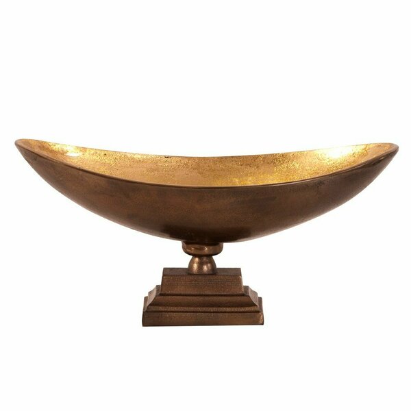 Howard Elliott Oblong Bronze Footed Bowl With Gold Luster - Large 35017